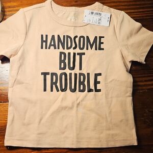 NWT Childrens Place Baby Tan T-Shirt - Handsome But Trouble 12-18M